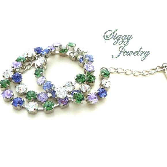 Twilight Serenade Tennis Necklace made with 6mm Austrian Crystals - Picture 3 of 7